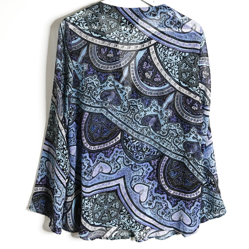 LANE BRYANT Blue and Purple Flowy Blouse with Beading Embellishments - Size 12 - Picture 6 of 10
